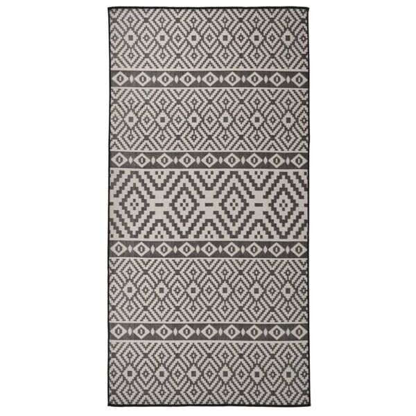 Градински плоскотъкан килим, 100x200 см, черни шевици