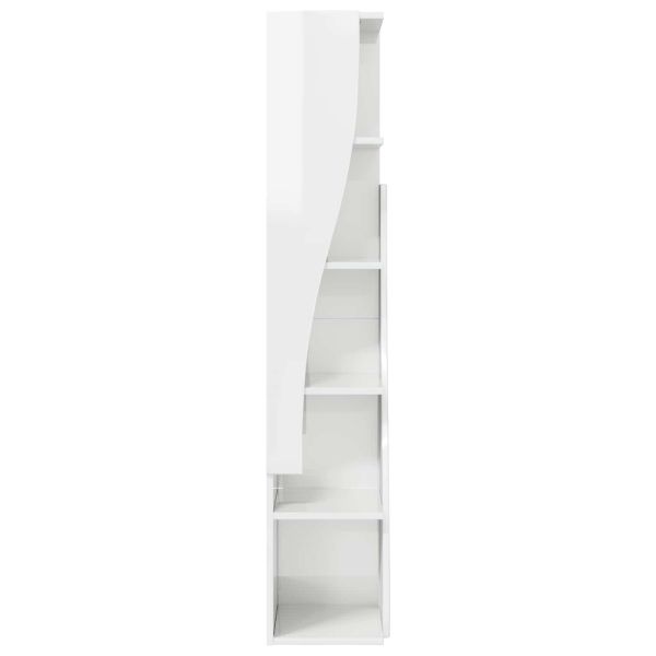 Ъглов шкаф Лъскаво бяло 27,5x27x140см Инженерно дърво