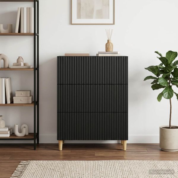Чекмеджетен шкаф Черно 66 x 34,5 x 90 см Инженерна дървесина
