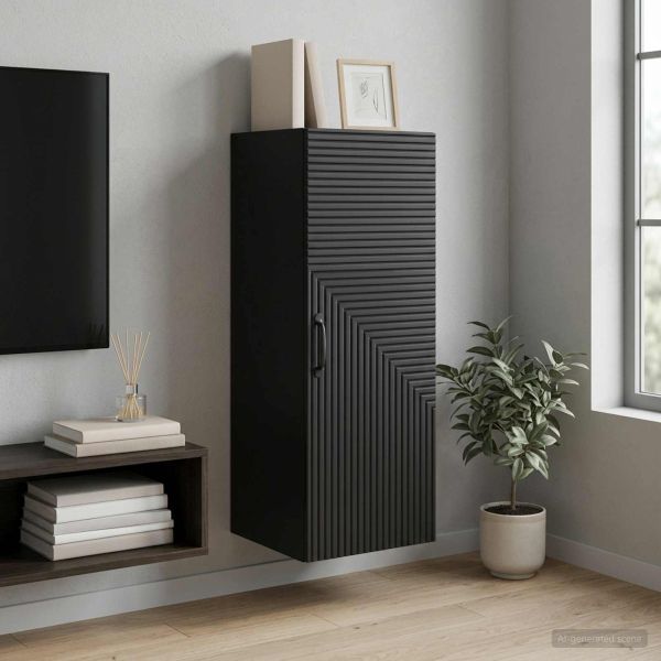 Стенно шкафче Черно 33 x 34,5 x 90 см Инженерна дървесина