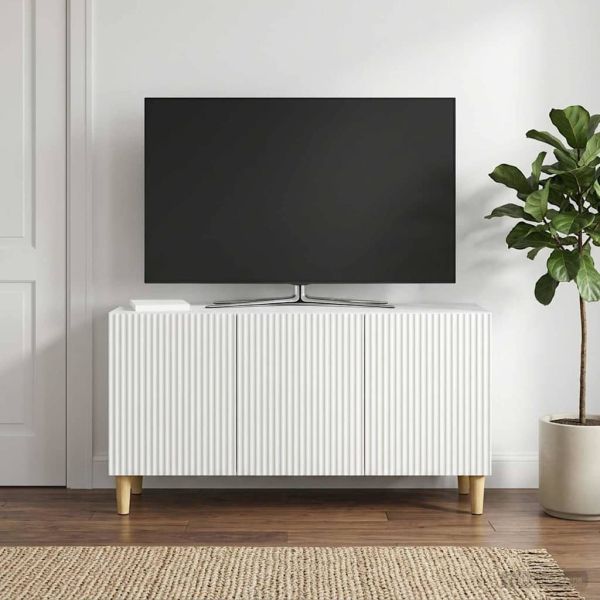 ТВ шкаф Бяло 99 x 34,5 x 50 см Инженерна дървесина