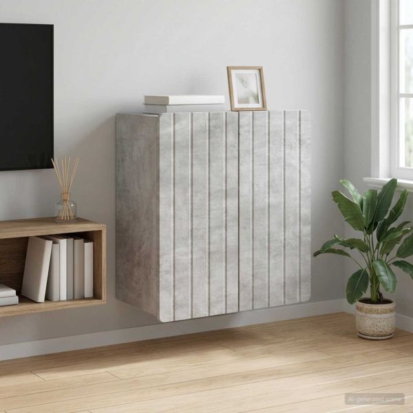 Стенно шкафче Бетонно сиво 59 x 31 x 64 см Инженерна дървесина