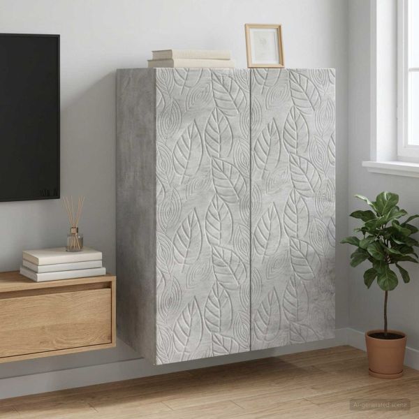 Стенно шкафче Бетонно сиво 66 x 34,5 x 90 см