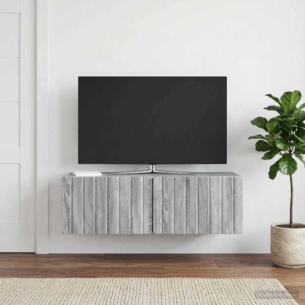 Стенно монтиран ТВ шкаф 98 x 41 x 30 см Сив Сонома