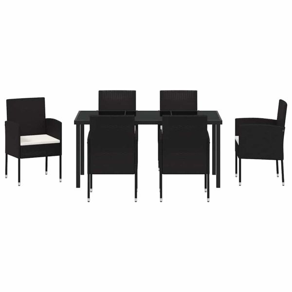 Комплект за хранене в градината 7 pcs Черно полиратан
