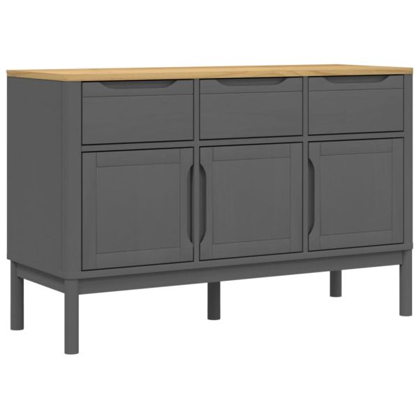 Сайдборд FLORO, сив, 114x43x74 см, борово дърво масив