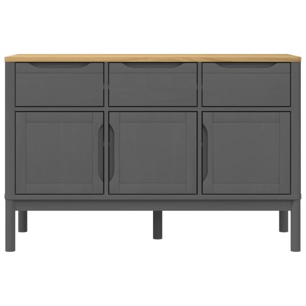 Сайдборд FLORO, сив, 114x43x74 см, борово дърво масив