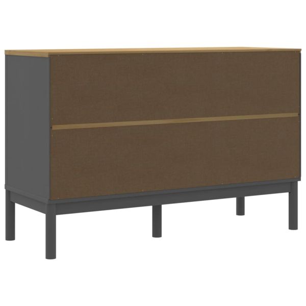 Сайдборд FLORO, сив, 114x43x74 см, борово дърво масив