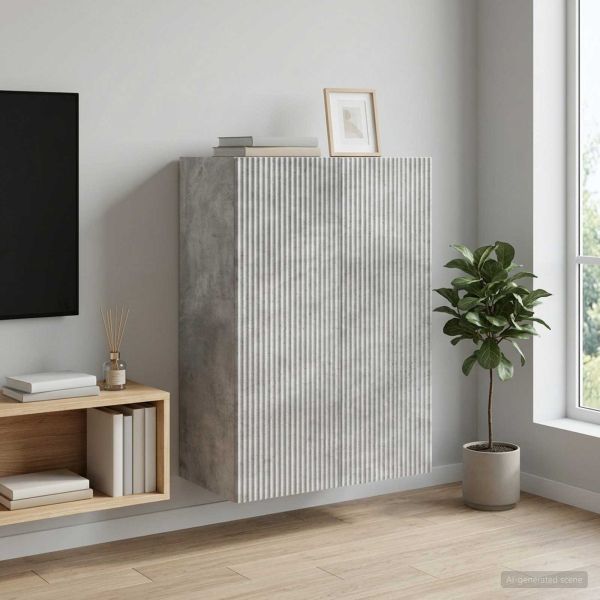 Стенно шкафче Бетонно сиво 66 x 34,5 x 90 см