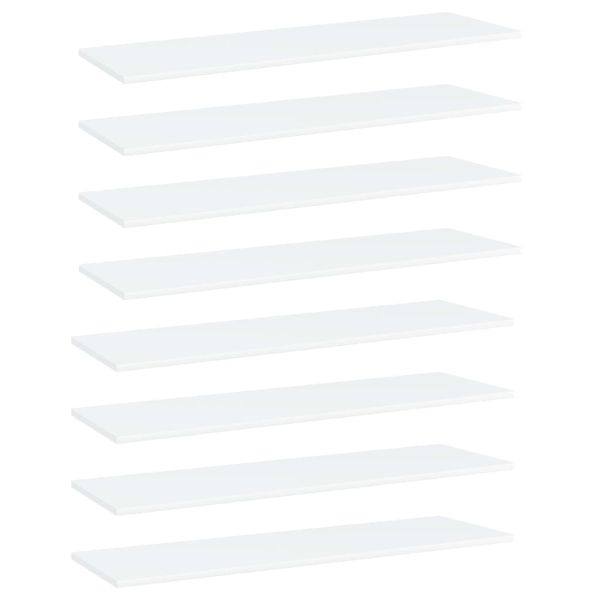 Рафтове за етажерка, 8 бр, бели, 100x30x1,5 см, ПДЧ