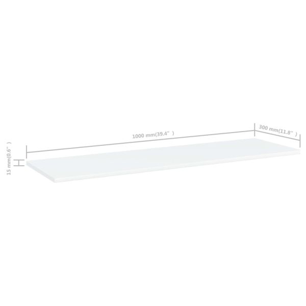 Рафтове за етажерка, 8 бр, бели, 100x30x1,5 см, ПДЧ