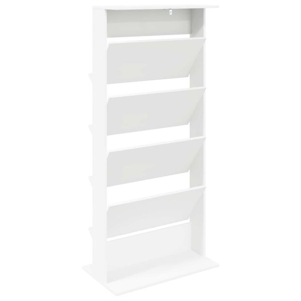 Етажерка за списания Бяло 70 x 41 x 156 см Инженерна дървесина