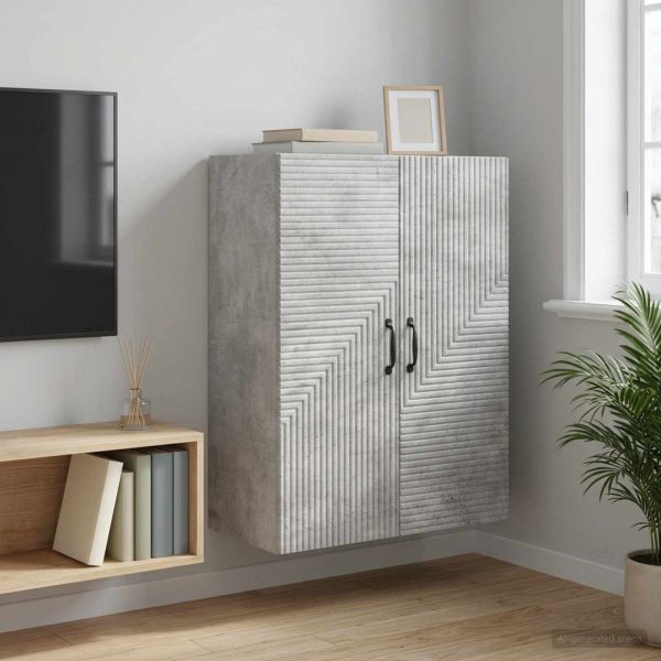 Стенно шкафче Бетонно сиво 66 x 34,5 x 90 см