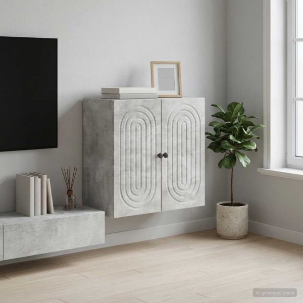 Стенно шкафче Бетонно сиво 59 x 31 x 60 см Инженерна дървесина