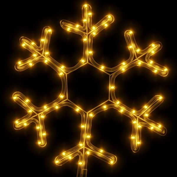 Коледни фигури снежинки с LED, 2 бр, топло бяло, 38x37 см
