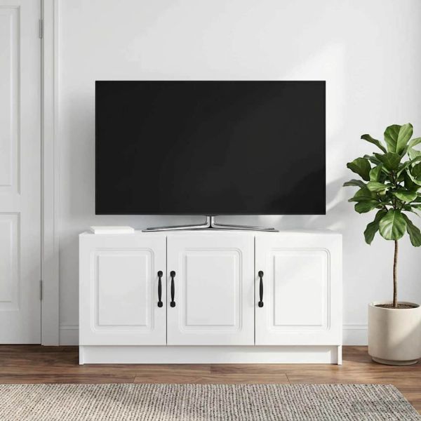 ТВ шкаф Бяло 99 x 34,5 x 47 см Инженерна дървесина