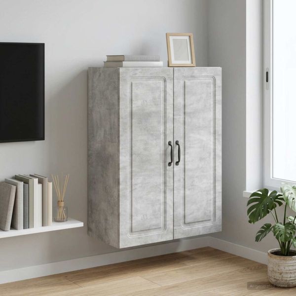 Стенно шкафче Бетонно сиво 66 x 34,5 x 90 см