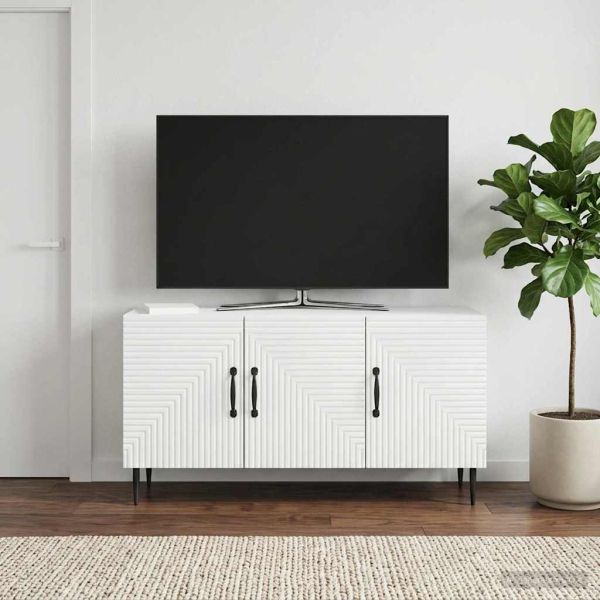 ТВ шкаф Бяло 99 x 34,5 x 50 см Инженерна дървесина