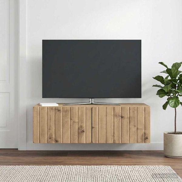 Стенно монтиран ТВ шкаф 98 x 41 x 30 см Дъб артизан