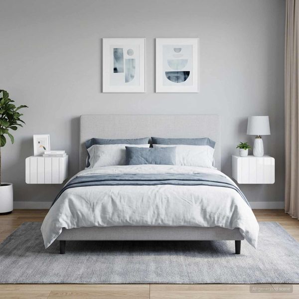 Спален шкаф с монтаж на стена 2 pcs Бял гланц 33 x 34,5 x 24 см