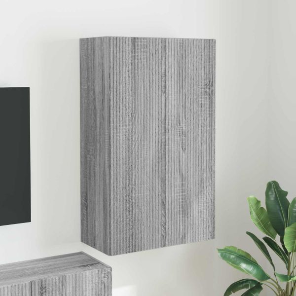 TV стенен шкаф Сив Сонома 59,5 x 31 x 100 см Инженерно дърво