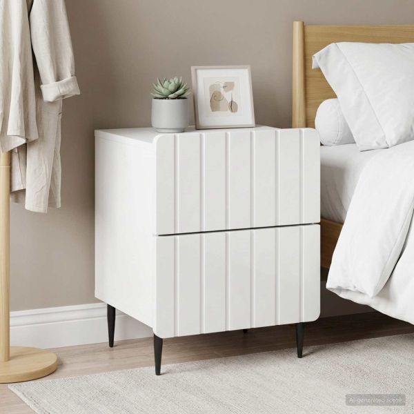 Нощен шкаф с чекмедже 2 pcs Бял гланц 43 x 34,5 x 49,5 см