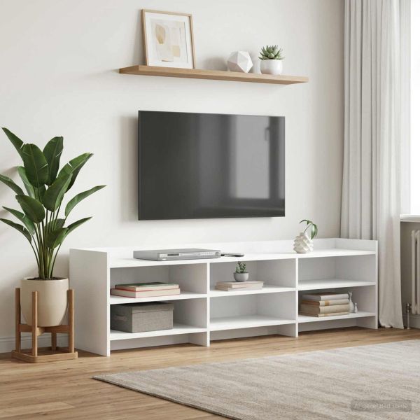 ТВ шкаф 168 x 33 x 47 см Бяло Инженерна дървесина
