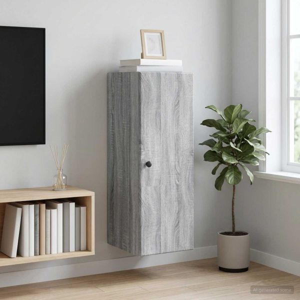 Стенно шкафче Сив Сонома 33 x 34,5 x 90 см Инженерна дървесина