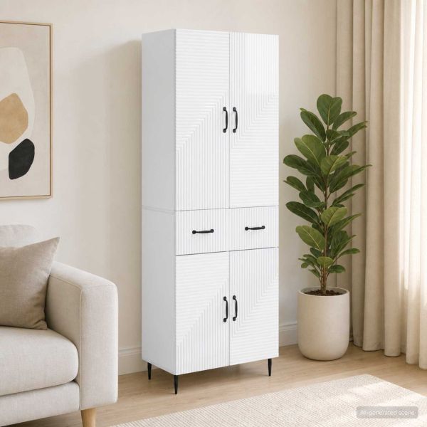 Комплект шкафове 2 pcs Бял гланц 66 x 34,5 x 89,5 см