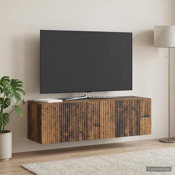 Стенно монтиран ТВ шкаф Старо дърво 98 x 31 x 30 см