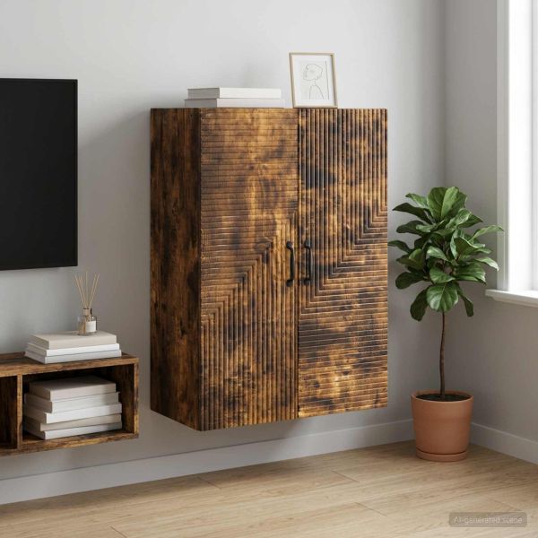 Стенно шкафче Опушен дъб 66 x 34,5 x 90 см Инженерна дървесина