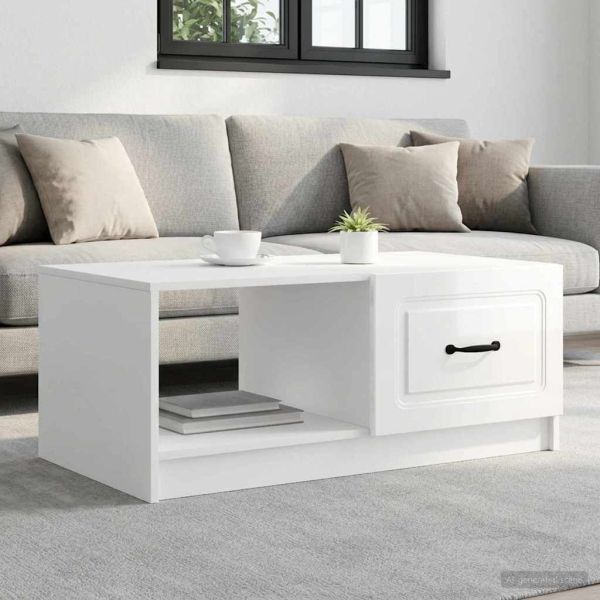 Масичка за кафе Бял гланц 90 x 50 x 37 см Инженерна дървесина