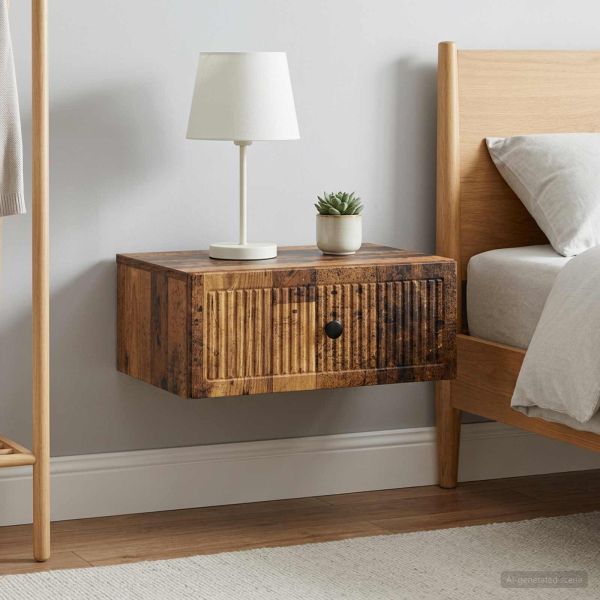 Нощен шкаф с чекмедже 2 pcs Старо дърво 49 x 34,5 x 20 см