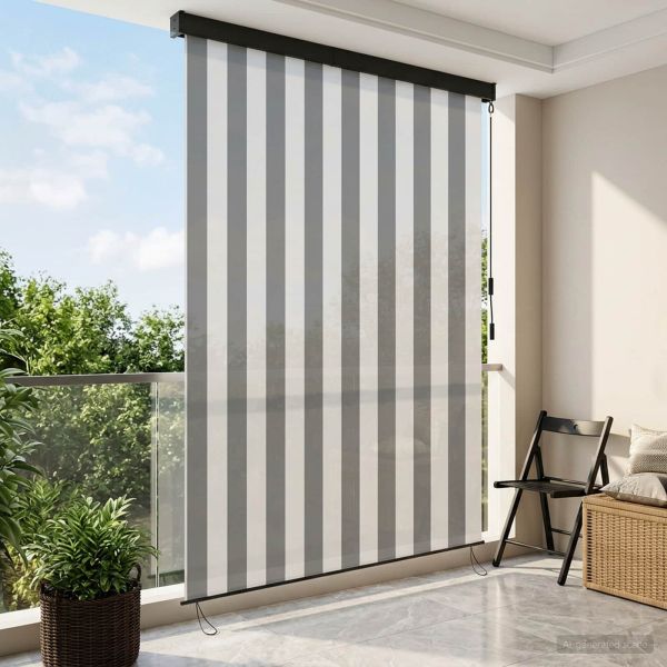 Ролетна щора Антрацит и бяло 140 x 250 cm Текстил и Алуминий