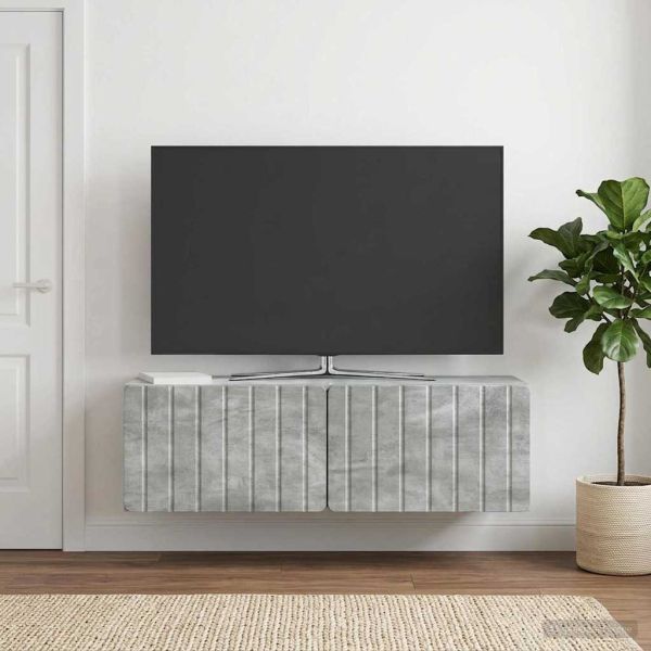 Стенно монтиран ТВ шкаф 98 x 31 x 30 см Бетонно сиво