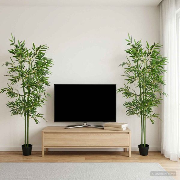 Изкуствено бамбуково дърво 4 pcs Зелено 60 x 18 x 190 см