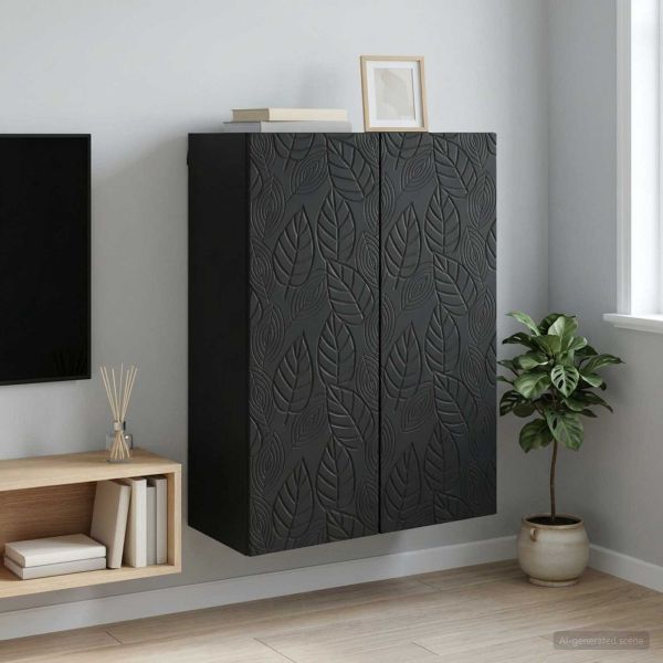 Стенно шкафче Черно 66 x 34,5 x 90 см Инженерна дървесина