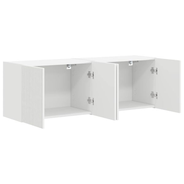 TV стенен шкаф 2 pcs Бяло 59,5 x 31 x 40 см Инженерно дърво
