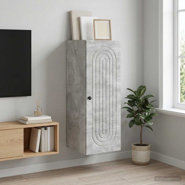 Стенно шкафче Бетонно сиво 33 x 34,5 x 90 см