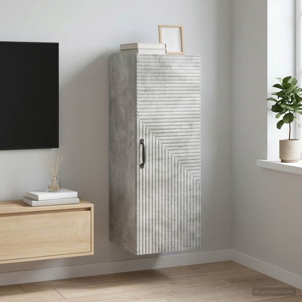 Стенно шкафче Бетонно сиво 33 x 34,5 x 90 см