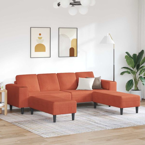 Диван Червено оранжево 250 x 188 x 76 см Кордюрова тъкан