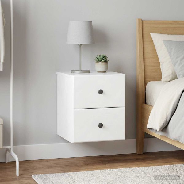 Спален шкаф с монтаж на стена 2 pcs Бял гланц 34,5 x 33 x 40 см
