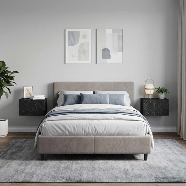 Спален шкаф с монтаж на стена 2 pcs Черно 49 x 34,5 x 20 см