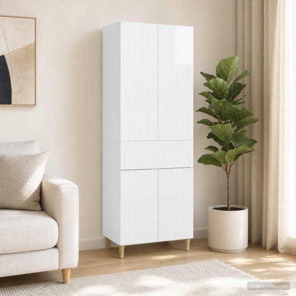 Комплект шкафове 2 pcs Бял гланц 66 x 34,5 x 90 см