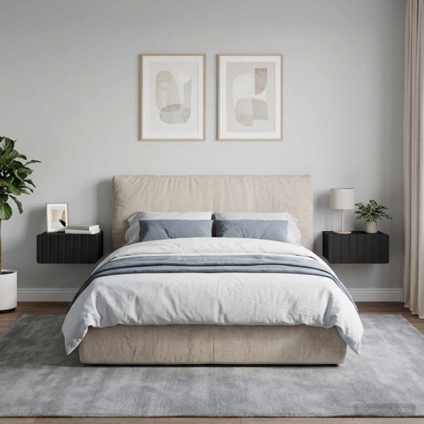 Спален шкаф с монтаж на стена 2 pcs Черно 49 x 34,5 x 24 см