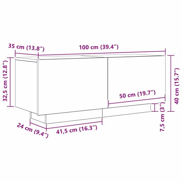 ТВ шкаф Черния дъб 100 x 35 x 40 см Инженерно дърво