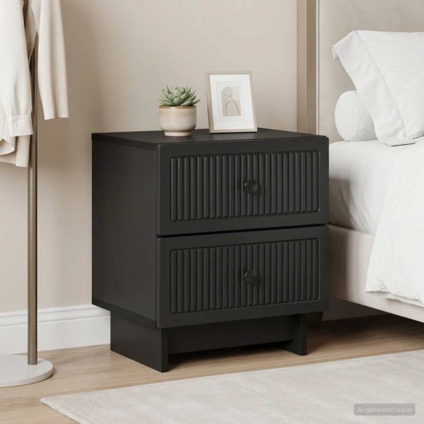 Нощен шкаф 2 pcs Черно 43 x 34,5 x 47,5 см Инженерна дървесина