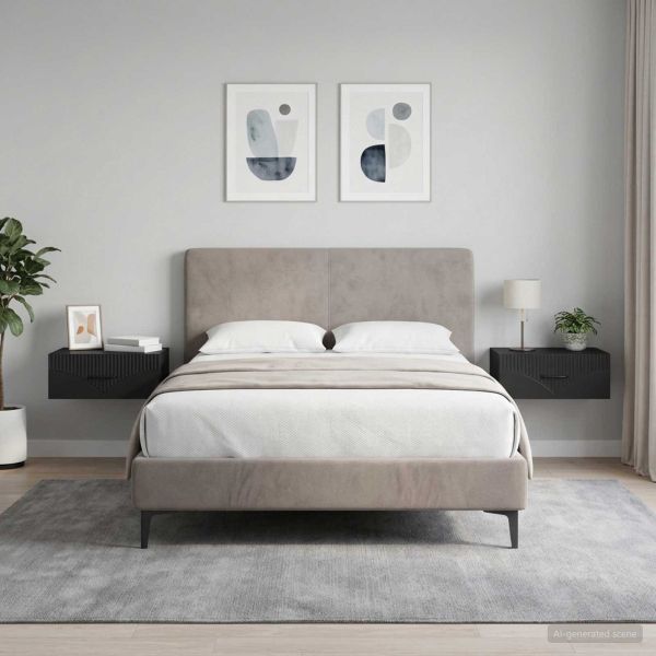 Спален шкаф с монтаж на стена 2 pcs Черно 49 x 34,5 x 20 см