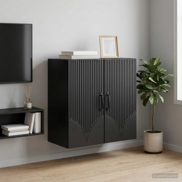 Стенно шкафче Черно 59 x 31 x 60 см Инженерна дървесина