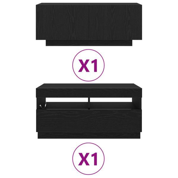 Комплект ТВ шкаф 2 pcs Черно 180 x 35 x 40 см Инженерно дърво